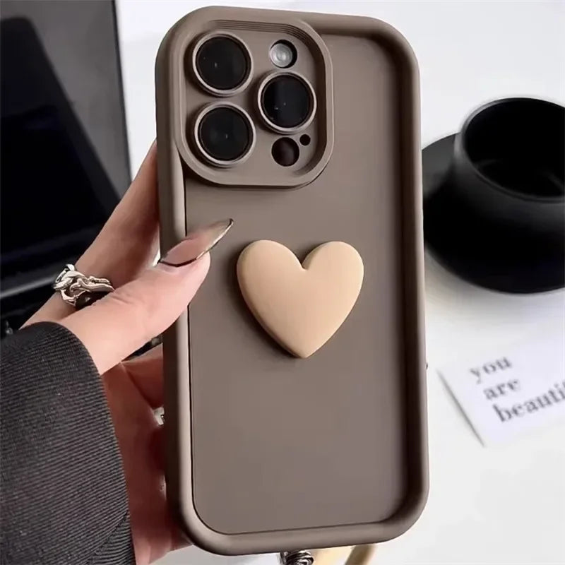 eybag Cute 3D Love Heart Phone Case for IPhone 13 12 11 14 15 Pro Max XS XR 7 8 Plus SE Soft Silicone Shockproof Full Coverage