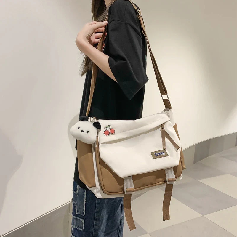 eybag Fashion Buckle Flip Bag For Women Panelled Japanese Cute Girl Crossbody Bag Large Capacity Student Shoulder Bag Female Bags