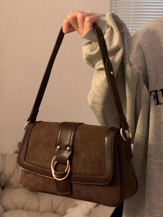 eybag Vintage Brown Handbags Women Spring Casual Designer Luxury Bag Ladies Large Capacity Harajuku Aesthetic Bolso Mujer