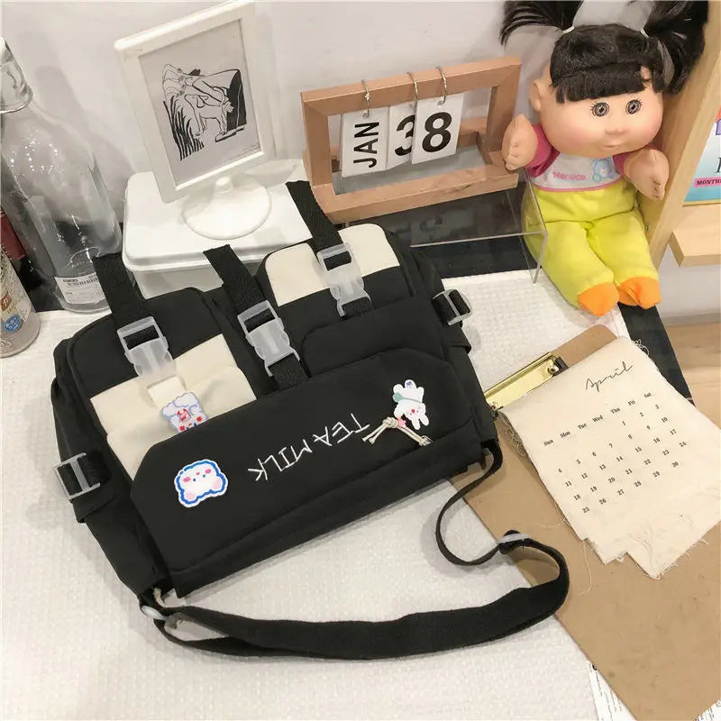 eybag Bag Female New Korean Summer Student Crossbody Bag Large Capacity Japanese Canvas Bag Small Backpack Shoulder Bag