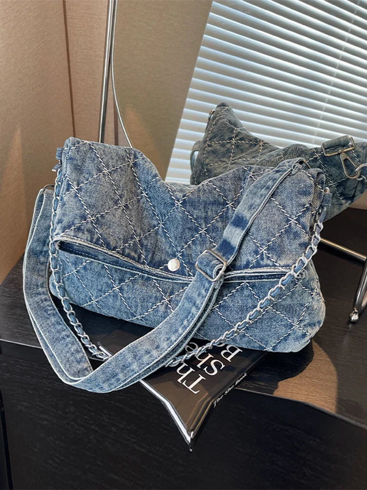 eybag Denim Large Tote Shoulder Crossbody Bags for Women Handbags and Purses 2024 New Trendy Design Messenger Bag High Quality