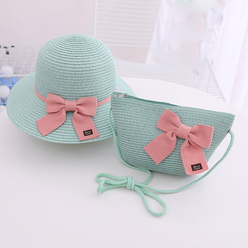 eybag Parent-Child Hat Crossbody Bag For Women Girls Same Paragraph Sun Hat Straw Sun Protection Beach Travel Holiday Parent-Child Cap