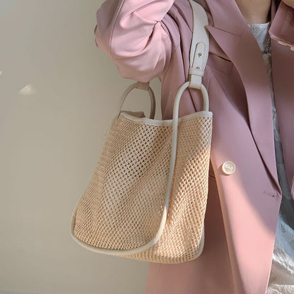 eybag 2022 Fashion Hand-held Straw Woven Bag Luxury Designer Handbag Women Tote Bag Large-capacity Shoulder Bags Lady Hollow Beach Bag