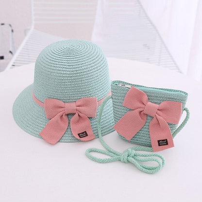 eybag Parent-Child Hat Crossbody Bag For Women Girls Same Paragraph Sun Hat Straw Sun Protection Beach Travel Holiday Parent-Child Cap