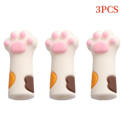 eybag 3Pcs/Set Kawaii Cat Pencil Cap Cartoon Silicone Pen Topper Covers For Kids Cute Pencil Extender Stationery School Supplies