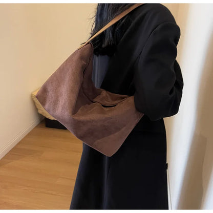 eybag Retro Autumn/Winter Bag  Women 2024 Suede Shoulder Bag Commuting Work Hand Armpit Bag