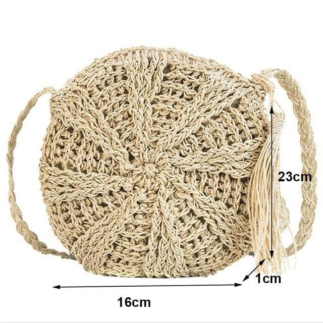 Lkblock New Half Round Straw Bags for Women Summer Beach Rattan Bag Handmade Woven Half Moon Crossbody Handbags Bohemia