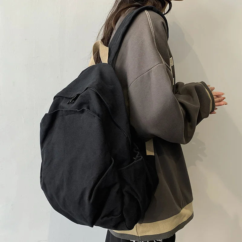 eybag Retro Backpack Men Women with The Same Style of High School Students Simple All-in-one Large Capacity Travel Backpack