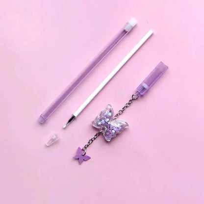 eybag Sweet Sequin Butterfly Pendant Gel Pen Kawaii Writing Pens With Tassel Student Stationery School Office Supplies Souvenir Gifts