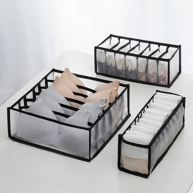 eybag 3PCs/set Underwear Drawer Organizer Storage Box Foldable Closet Organizers Drawer Divider Storage Boxes for Underpants Socks Bra