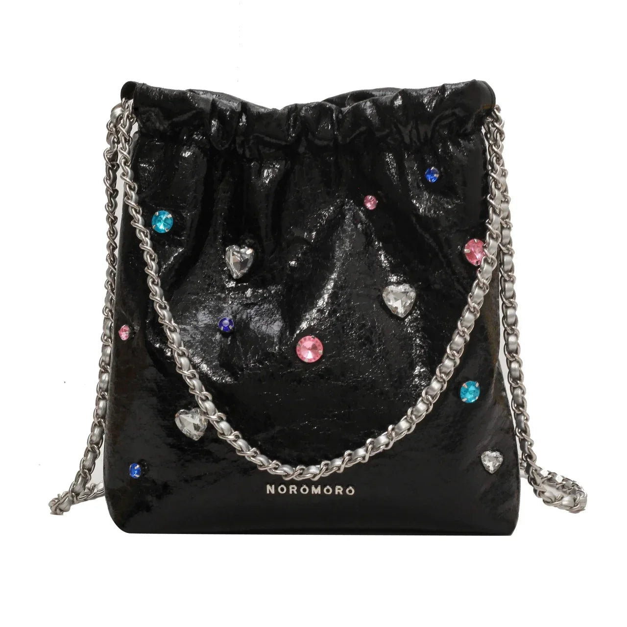 eybag Solid PU Silver Elastic Band Shoulder Bags Large Capacity High Quality Chains Handbags for Women 2024 Fashion Commuting