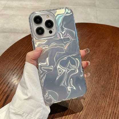 eybag Luxury Laser Water Ripple Texture Phone Case For iPhone 15 14 13 12 11 Pro X XS XR Max Plus IMD Soft Shockproof Bumber Cover