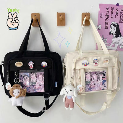 Lkblock Japanese High School Girls JK Bag Transparent Handbags Book Bag Satchels Shoulder Bag Itabag Big Crossbody Bags Women Ita bag