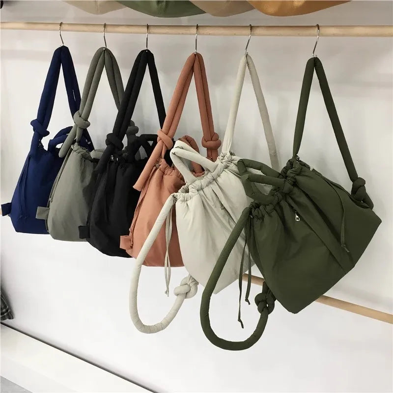 eybag Casual Nylon Padded Tote Bag Designer Soft Puffer Women Shoulder Crossbody Bags Simple Vintage Large Capacity Handbags