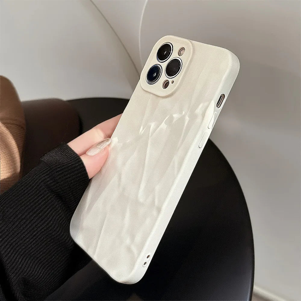 eybag Solid Color Folds Phone Case for Iphone 15 14 13 12 11 Pro Max X XR XS MAX 7 8 Plus SE Soft TPU Shockproof Protection Cover