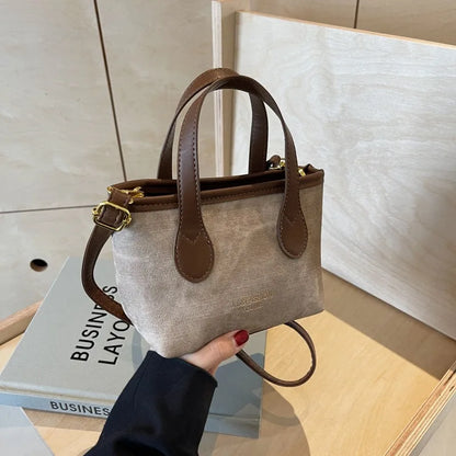 2024 New Arrival Women Patchwork Shoulder Bag PU Leather+Denim Handbag Ladies Small Square Crossbody Bags Female Daily Handbags