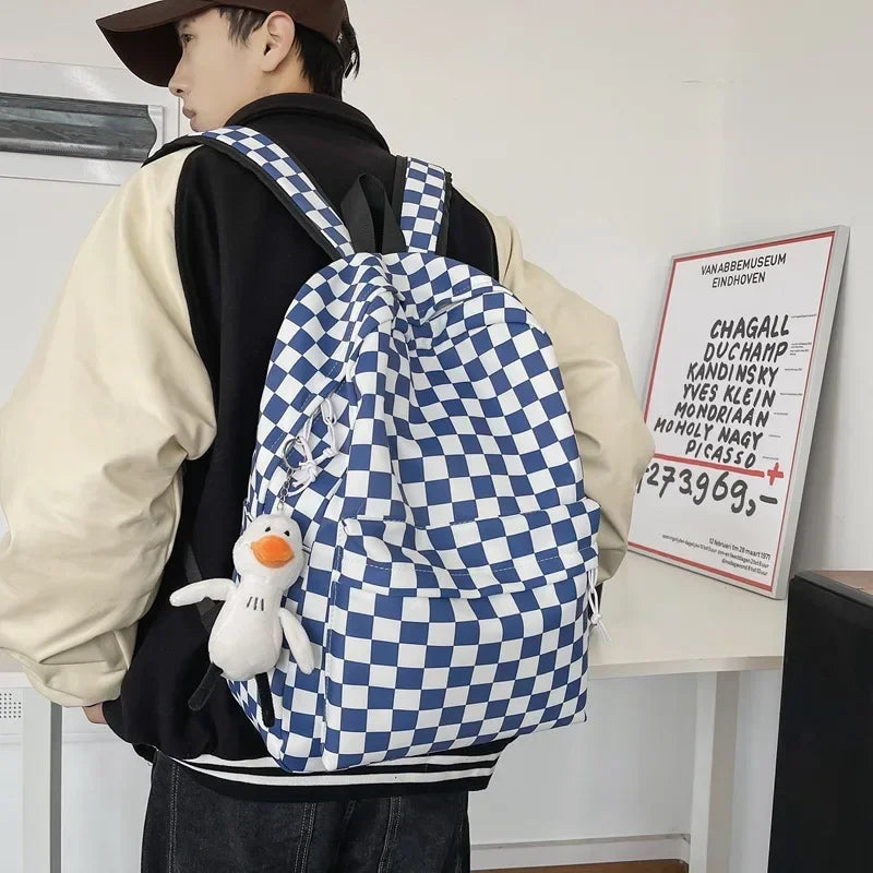 eybag Solid Color Schoolbag Backpack Boys Girls Junior High School Students Plaid Student Schoolbag New Japanese Backpack