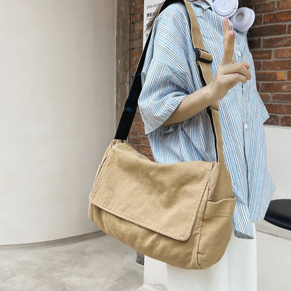 Lkblock Fashion Shoulder Bags For Women Simple Zipper Flap Women Bag Unisex Student School Bag Solid Color Casual Travel Messenger Bag