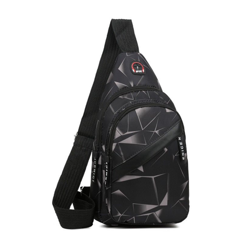 eybag Geometric Print Oxford Cloth Casual Crossbody Bags Husband Backpack Sports Travel Outdoor Light Lovers Chest Bags Shoulder Bags