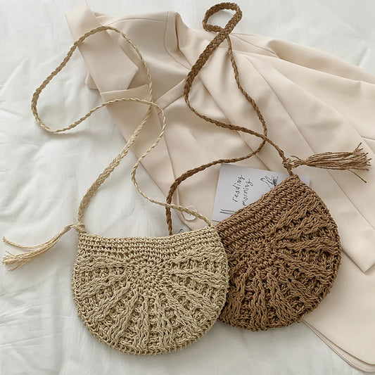 eybag Woven Shoulder Handbag New Ladies Fashion Summer Straw Crossbody Bag Female Beach Holiday Shopping Messenger Purses Women Bags