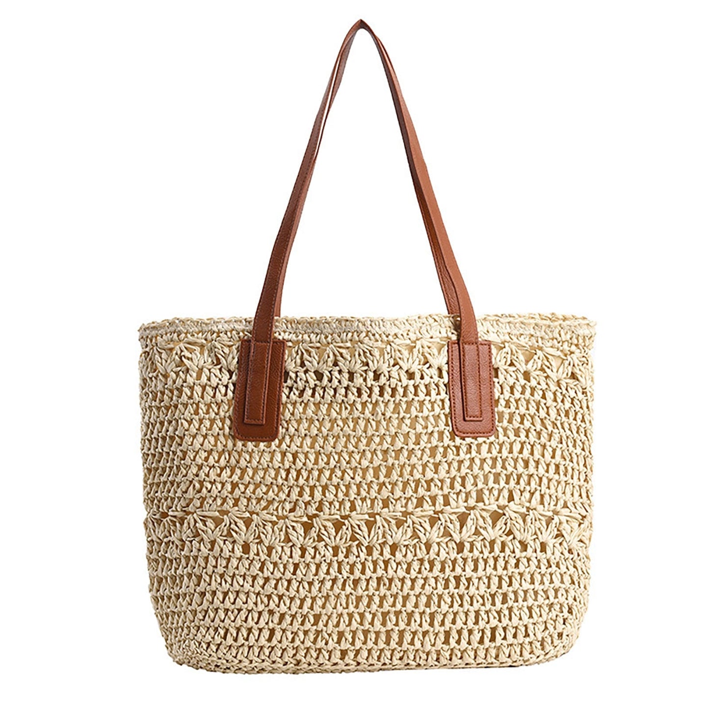 Lkblock Fashion Rattan Women Shoulder Bags Straw Woven Female Handbags Large Capacity Summer Beach Straw Bags Casual Totes Purses 2022