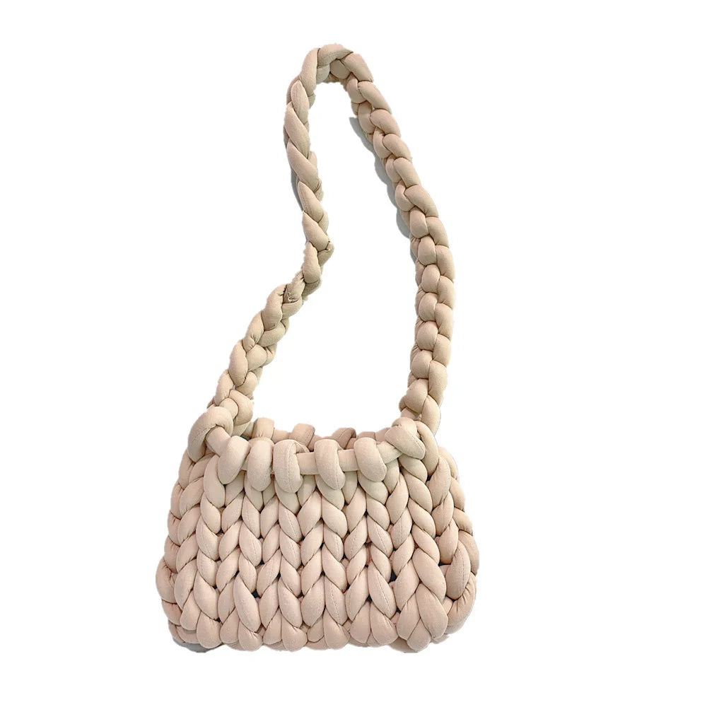 eybag Casual Crochet Women Shoulder Bags Knitted Lady Handbags Handmade Woven Cute Small Tote Bag Trend Female Purses 2024 Winter