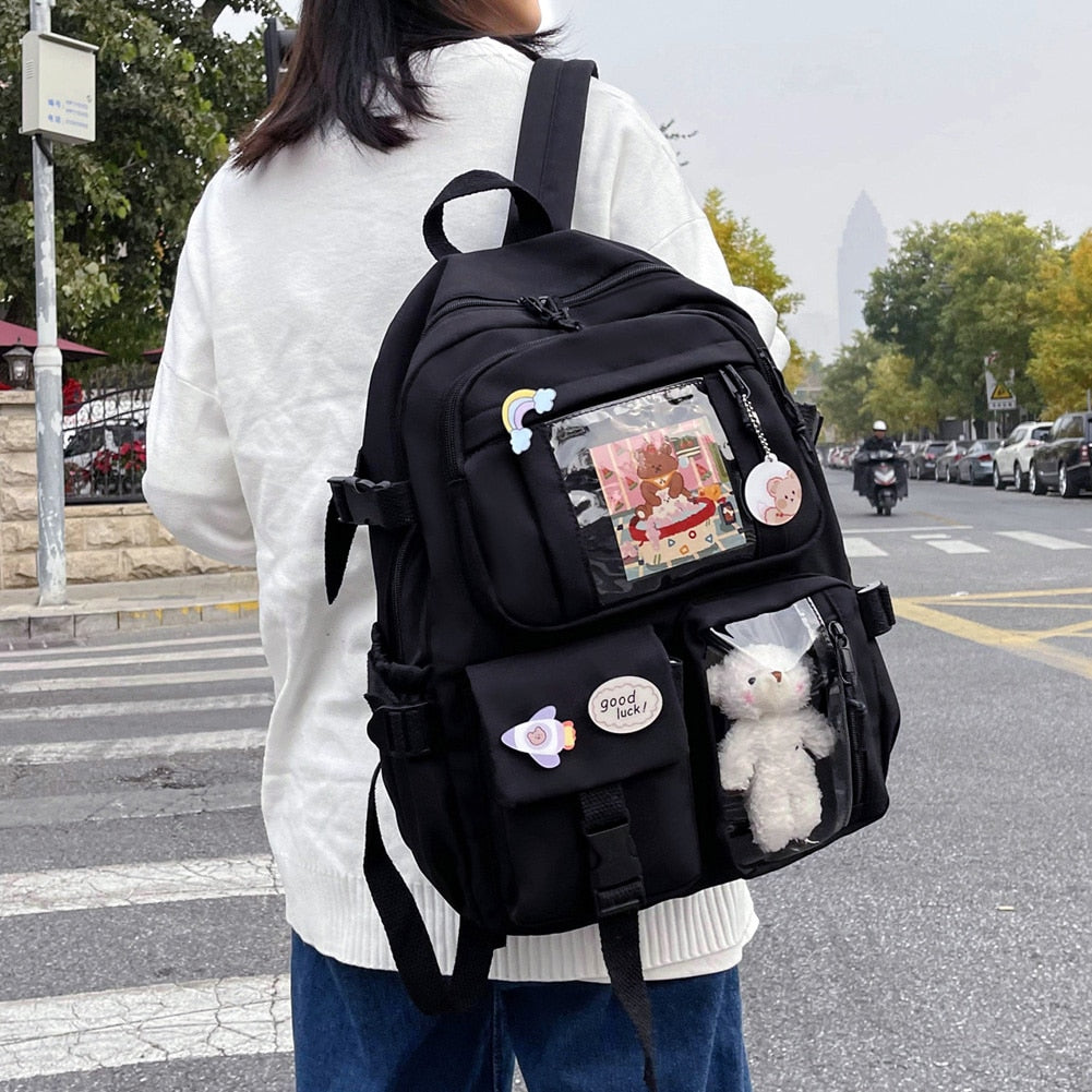 eybag Japanese Girls Aesthetic Backpack Cute School Bags For Student Teens Girls Pockets Kawaii Women Laptop Backpack Harajuku Mochila