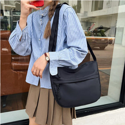 eybag Korean Version Crossbody Shoulder Bag for Women's Commuting Small Cloth Bag Simple Nylon Shoulder Bag for Japanese Students