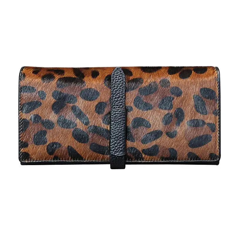 eybag New Fashion Leopard Cow Genuine Leather Women Long Wallets Real Leather Female Luxury Brand Designer Clutch Girl Gift Cash Purse