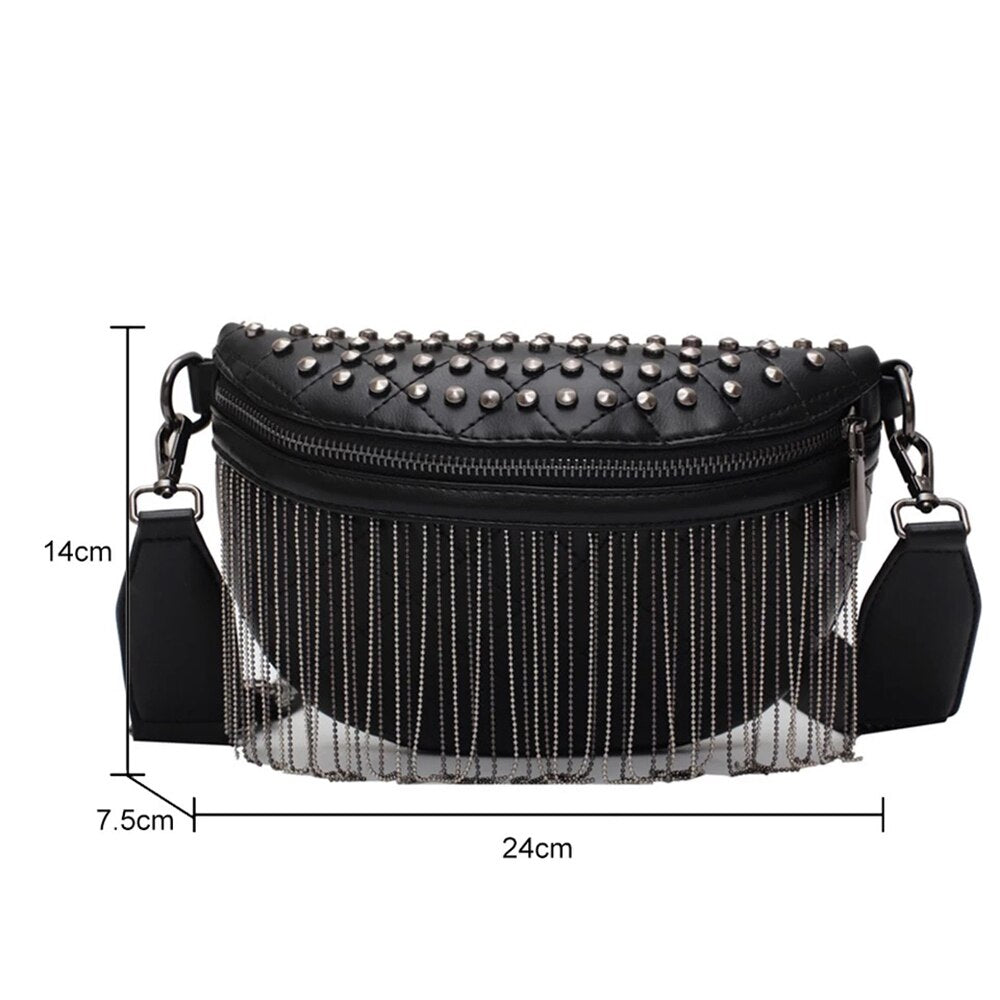 eybag Bags Luxury Woman Chest Bag Tassel Rivet Crossbody Bags for Women Chest Messenger Bag Ladies Phone Handbags Purses