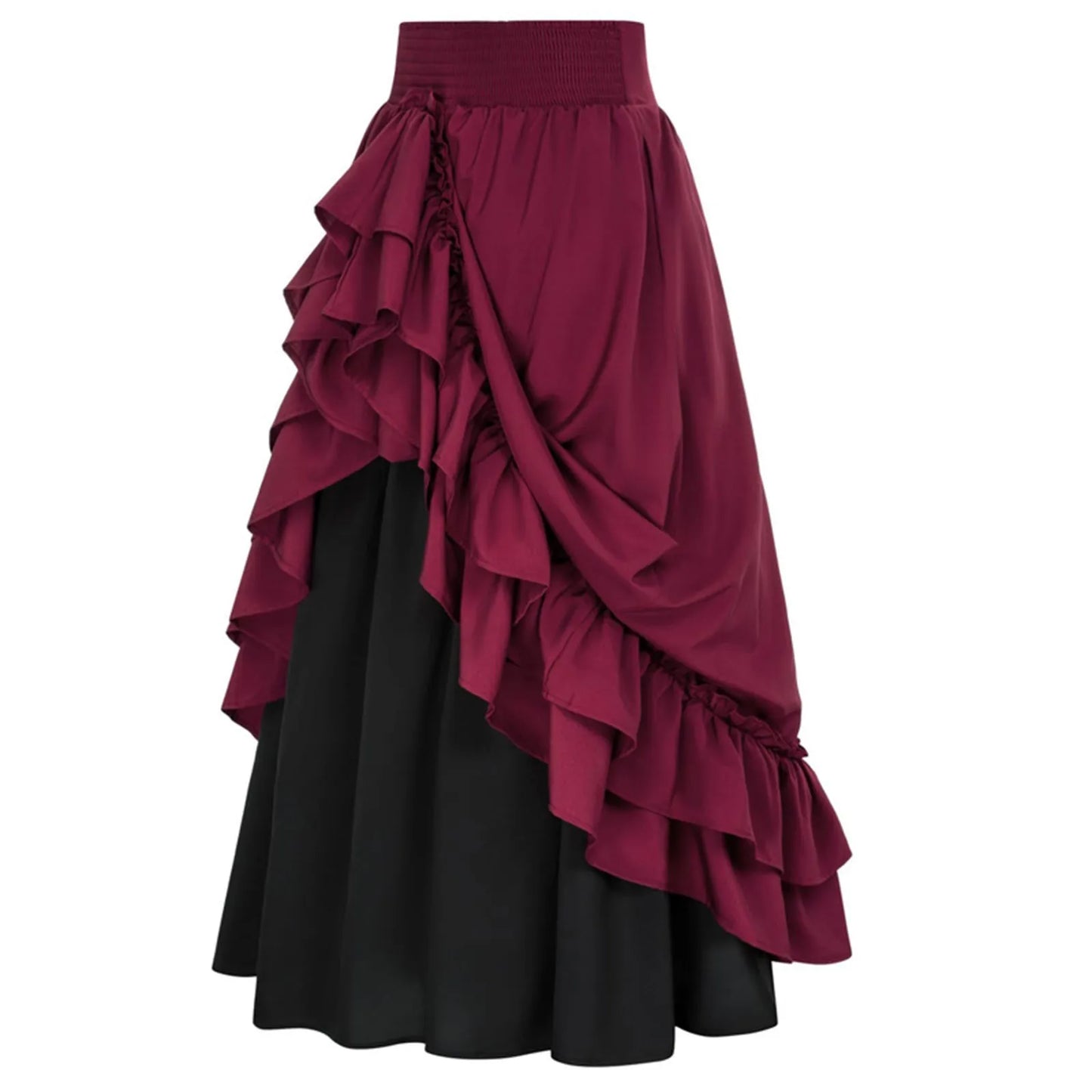 eybag Retro Medieval Skirts Women Vintage Renaissance Victorian Ruffled Hem A-Line Skirts Cosplay Costumes High Waist Maxi Skirt