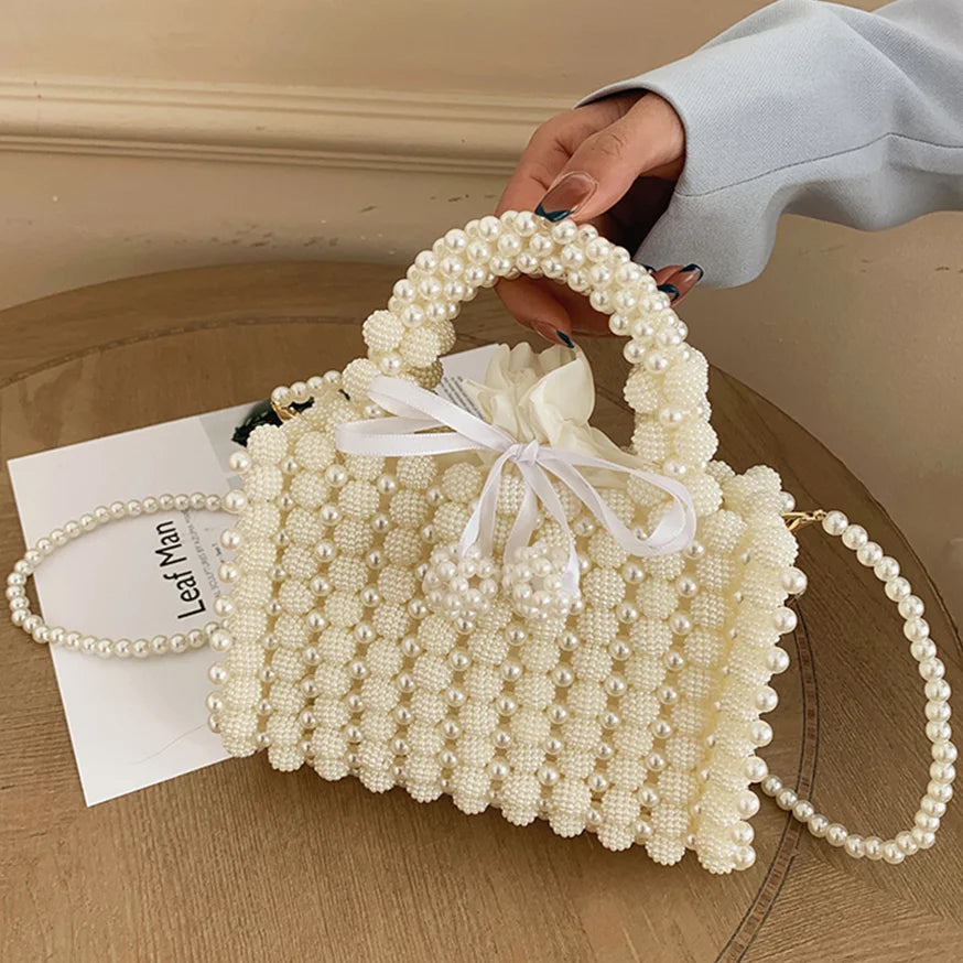 eybag Luxury Handmade Pearl Purses Ladies Wedding Bridal Party Beaded Evening Bag Magic Handbags Designer Crossbody Bag Women's Wallet