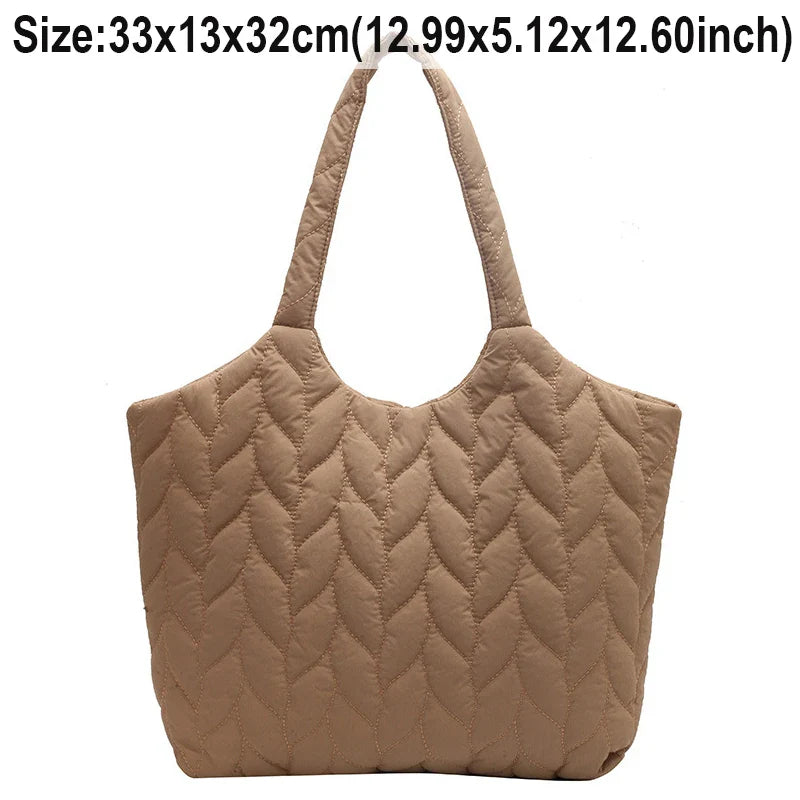 Lkblock Fashion Big Capacity Women Shoulder Bags INS Design Casual Style Thread Pattern Solid Color Female Handbags Underarm Bags Tote