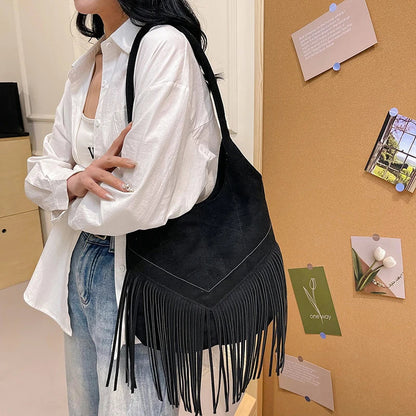 eybag Fashion Trending New in Women Shoulder Bags Luxury Designer Totes Handbags For Women 2024 Tassel Female Purses Suede Bucket Bag