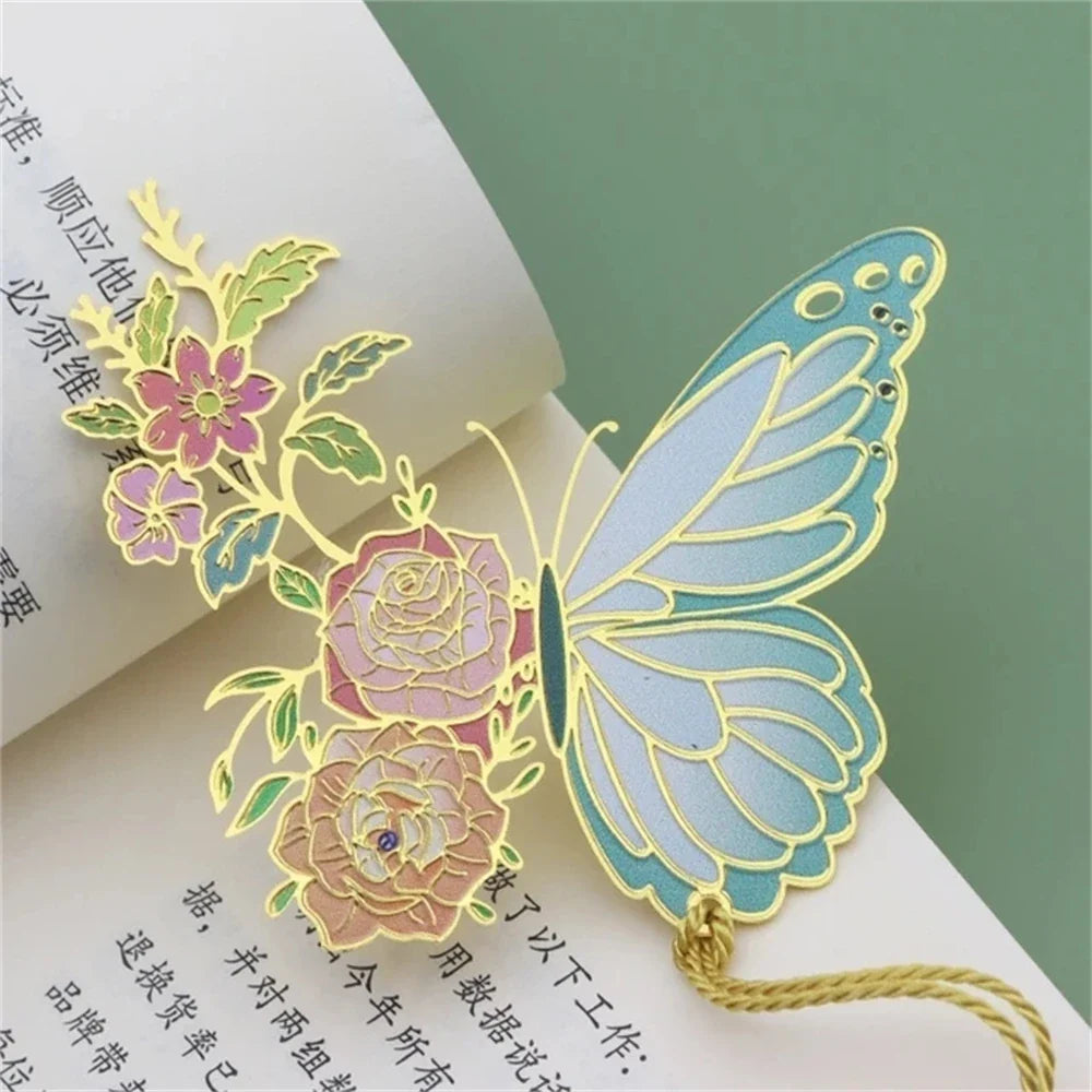 eybag Exquisite Butterfly Metal Bookmarks Fashion Flower Insect Shape Book Mark With Tassel School Office Supplies Student Stationery