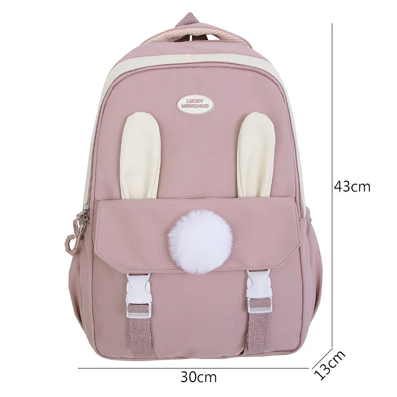 eybag Cute Rabbit Young Girl School Backpack Female Large Capacity Kawaii Back Pack Mochila Pink Women Bagpack Nylon Cartoon Schoolbag