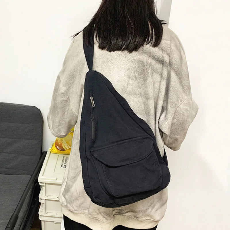 eybag Canvas Chest Bag Women Women Shoulder Messenger Bag Unisex Canvas Crossbody Bag Muliti Pocket Casual Women Bag