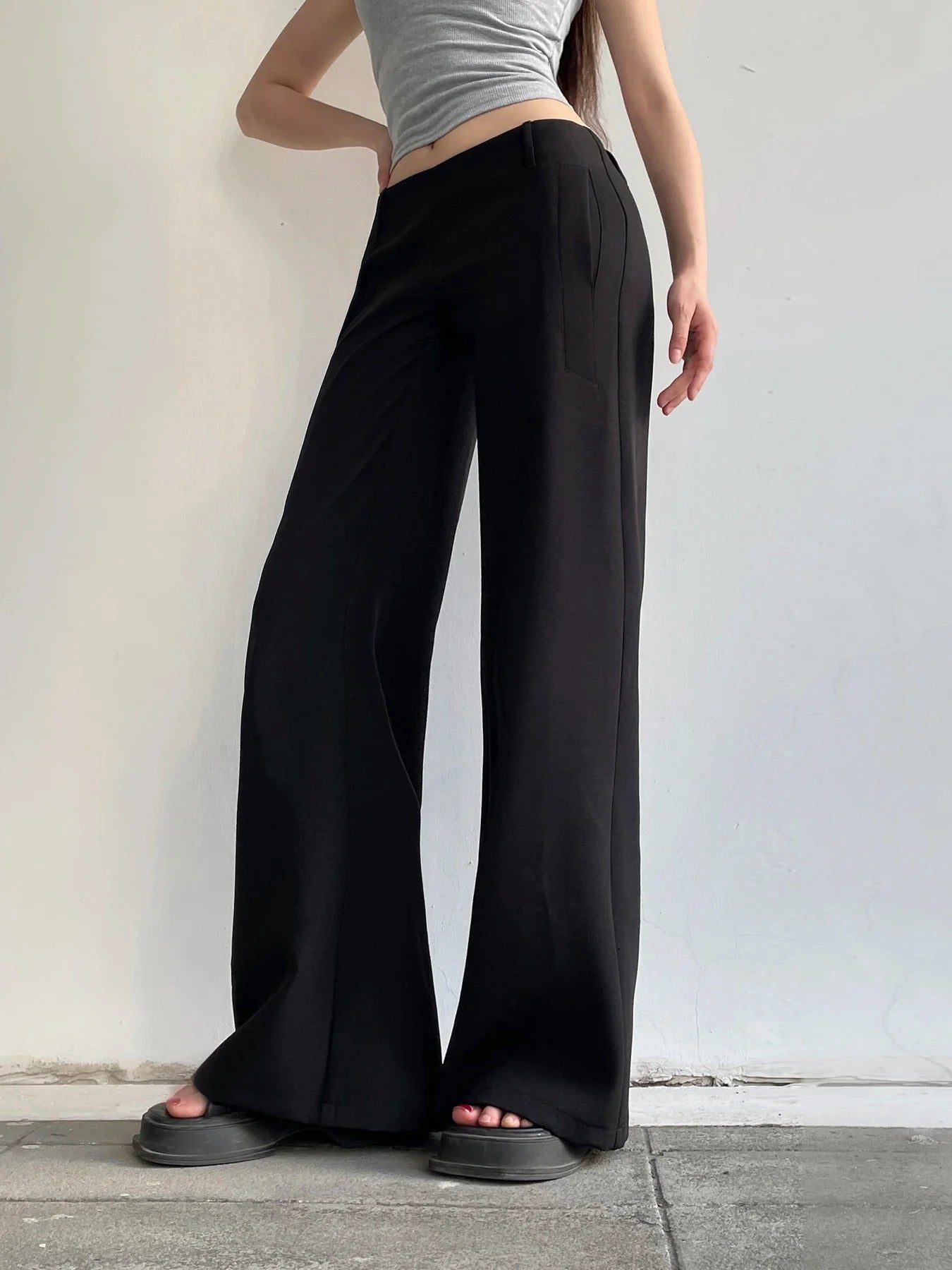 eybag V-waist Head Wide-leg Pants New Irregular Design Y2K Streetwear Loose Trousers Fashion Women Casual Pantalones Clothes