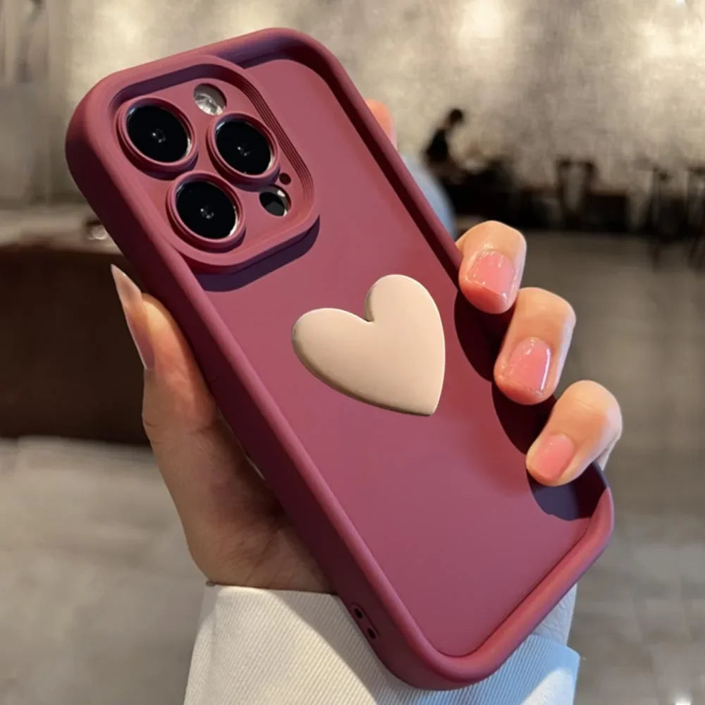 eybag Cute 3D Love Heart Phone Case for IPhone 13 12 11 14 15 Pro Max XS XR 7 8 Plus SE Soft Silicone Shockproof Full Coverage