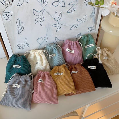 eybag Cute Corduroy Small Coin Purse Drawstring Bag Handbags Woman Jewelry Lipstick Cosmetic Tote Rope Bags Storage Pouch String Bag