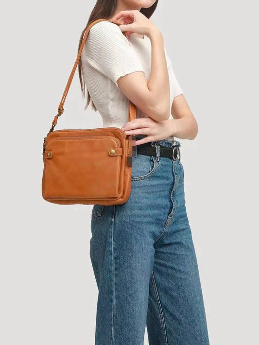 eybag Bags For Women Trend 2024 Three Layer Vintage Leather Crossbody Bags Women's Shoulder Square Bag Brown Satchel Clutches