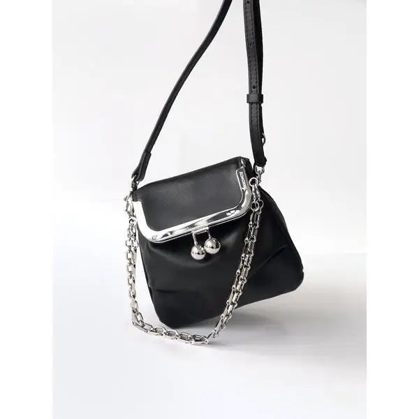 eybag Vintage Black Messenger Bag Women New Chain Chic Pu Leather Handbag Pursers Female Harajuku Y2k Crossbody Bags Wallet