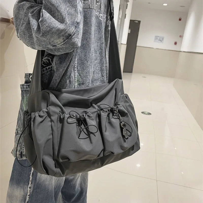 eybag Japanese Literary Casual Youth Shoulder Bag Solid Unisex Crossbody Bag Large Capacity Messenger Bag Campus Student Schoolbag