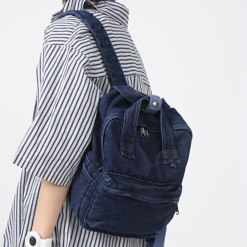 eybag Denim Canvas Female Backpack College Student School Bag For Teenager Girls Vintage Women Kawaii Backpack Ladies Travel Book Bag