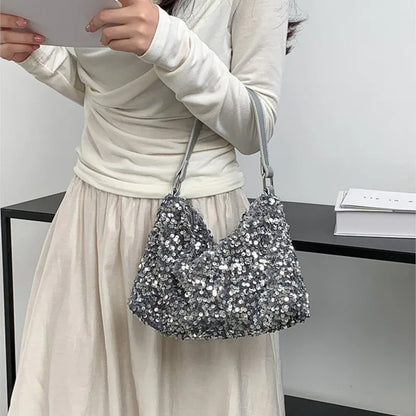 eybag Designer 2024 New Underarm Miduem Size Shoulder Bag Fashion Sequin Evening Party Handbags For Women Luxury Clutch High Quality