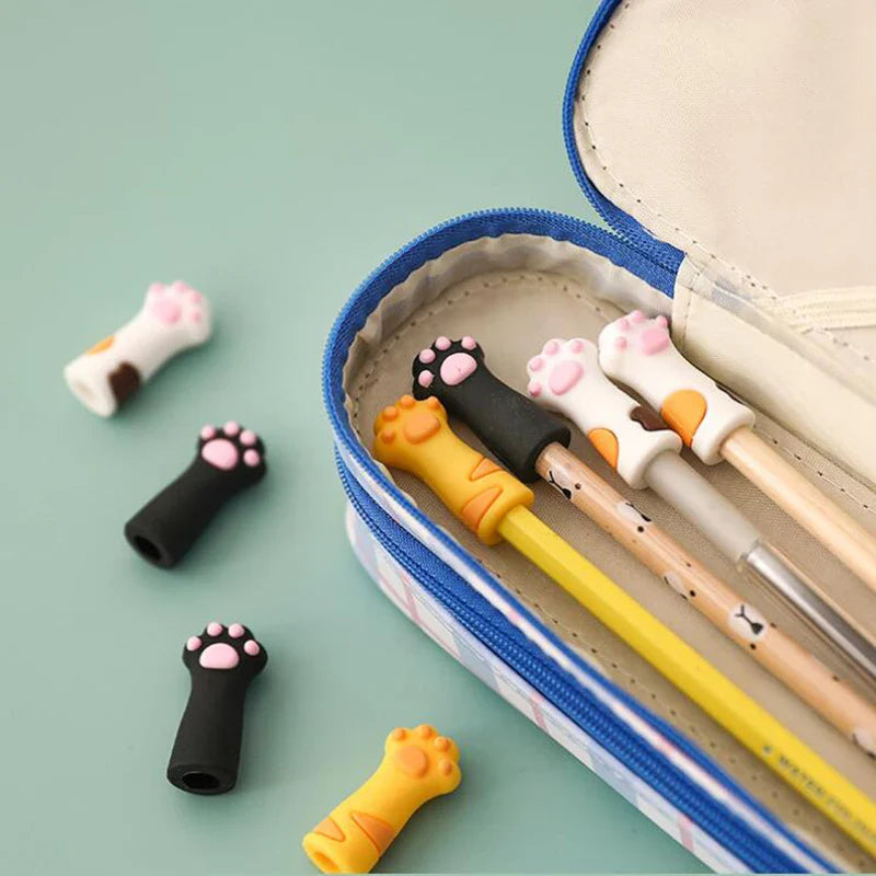 eybag 3Pcs/Set Kawaii Cat Pencil Cap Cartoon Silicone Pen Topper Covers For Kids Cute Pencil Extender Stationery School Supplies