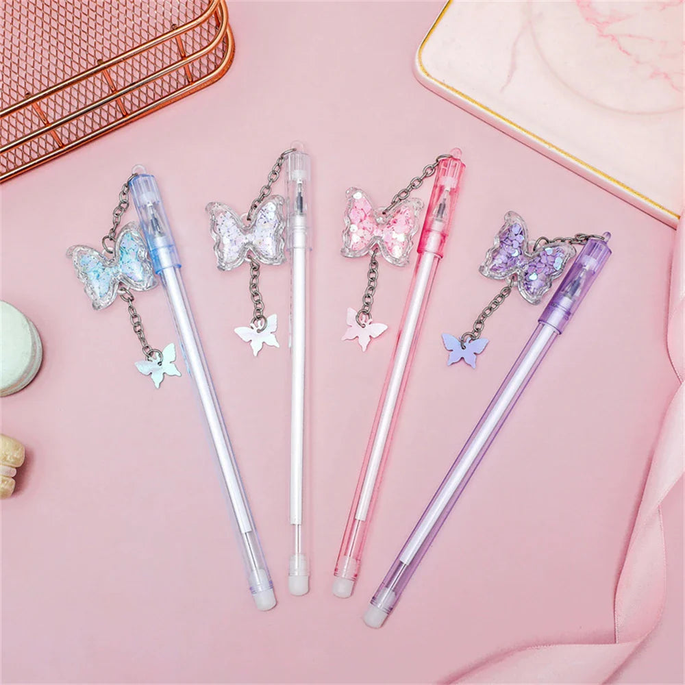 eybag Sweet Sequin Butterfly Pendant Gel Pen Kawaii Writing Pens With Tassel Student Stationery School Office Supplies Souvenir Gifts