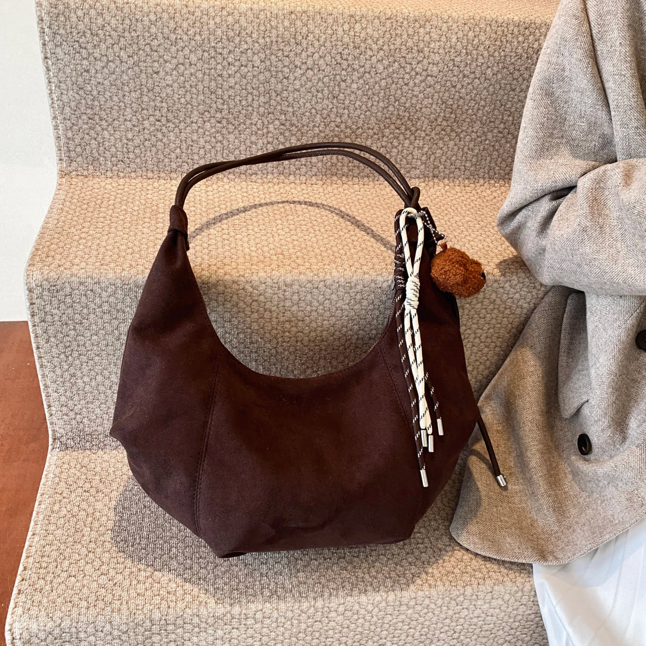 eybag Vintage Suede Tote Bag For Women Autumn Winter New Large Capacity Commute Shoulder Handbags Fashion Trend Underarm Bags Hobo Bag