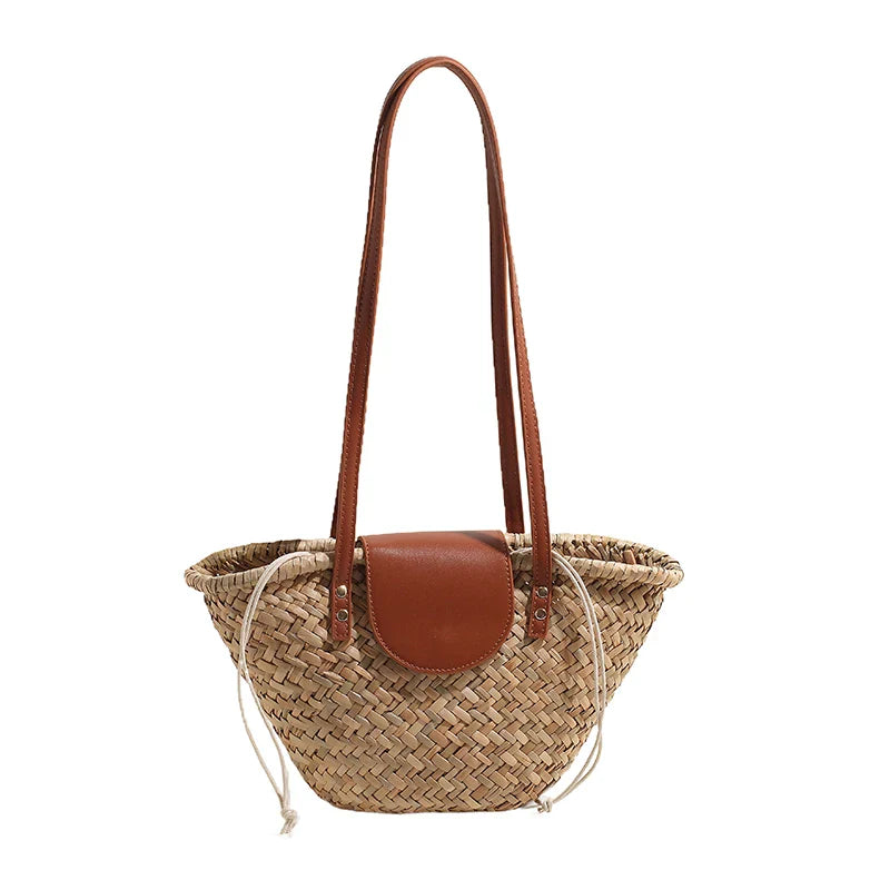 eybag Casual Wicker Woven Basket Bags Rattan Women Handbags Handmade Summer Beach Straw Tote Bag Designer Shoulder Crossbody Bag 2024