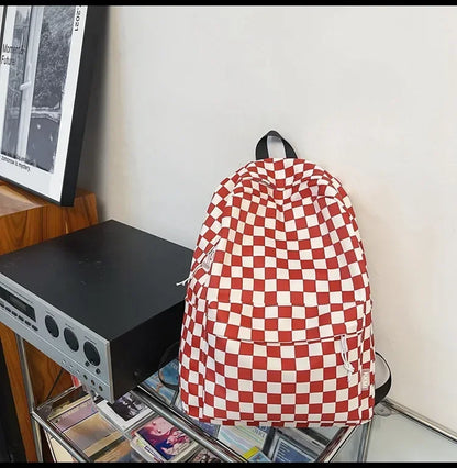 eybag Solid Color Schoolbag Backpack Boys Girls Junior High School Students Plaid Student Schoolbag New Japanese Backpack